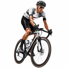 Obraz premium Racing cyclist in action set. Fast road biker from side, front, back and three quarter view. Editable vector illustration.