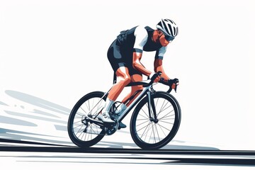 Obraz premium Racing cyclist in action set. Fast road biker from side, front, back and three quarter view. Editable vector illustration.