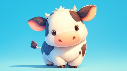 Vibrant and charming 2d illustration of an adorable baby cow toy perfect for little ones
