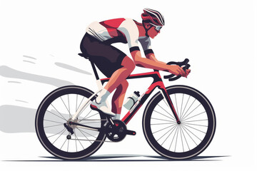 Obraz premium Racing cyclist in action set. Fast road biker from side, front, back and three quarter view. Sports Banner Design. Editable vector illustration.