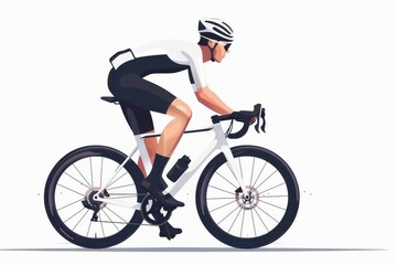 Obraz premium Racing cyclist in action set. Fast road biker from side, front, back and three quarter view. Sports Banner Design. Editable vector illustration.