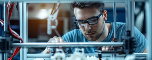 Innovative Mechanical Engineer Creating Prototypes with CAD and 3D Printing Technology