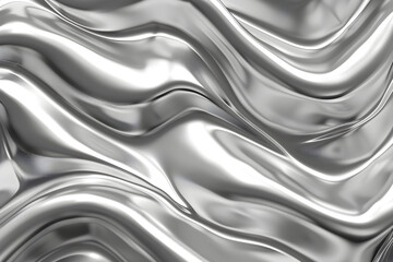 Silver metallic background with wavy lines. Chromomorphism concept.