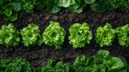 A backyard garden with rows of lettuce
