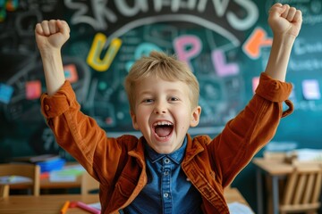 Joyful American schoolchildren immersed in classroom activities