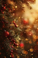 Christmas tree with sparkling red baubles