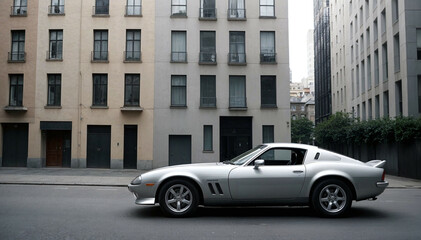 Classic Sports Car Parked on City Street