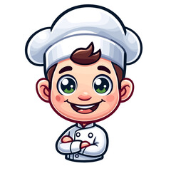 Cheerful Cartoon Chef Boy in Uniform