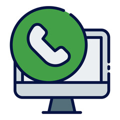 Computer Call Phone filled line icon