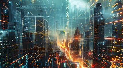 Abstract Futuristic Technology Concept: Binary Code Shaping the Future in a Digital World, Innovation and Connectivity Concept in Modern Society