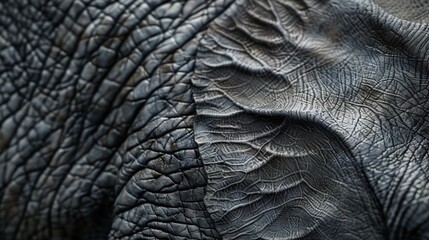 Textured Elephant Skin Surface Close-Up - Detailed Animal Texture for Design, Pattern, Background, Wildlife, African Nature