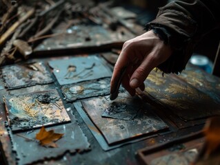 A hand choosing one item from other similar ones. 