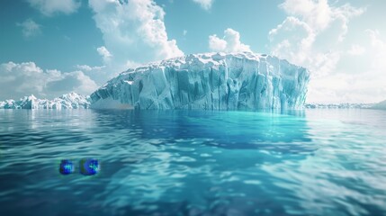 Melting ice and climate change concept, realistic depiction of global warming impact