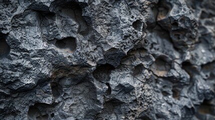 Close-Up Texture of Rough Volcanic Rock Surface in Gray and Black Tones for Nature and Geology Projects