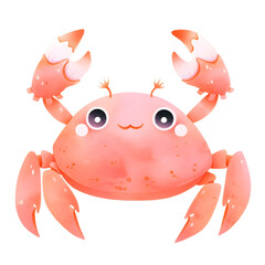 Pastel Sea Animal Watercolor Clipart, Cute Crab Illustration, Nursery Underwater Animals Design 