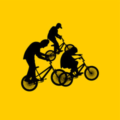 Fototapeta premium freestyle bmx bike group silhouette vector illustration