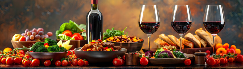 Exquisite Wine Pairing with Ethnic Cuisine: High Resolution Image Showcasing Flavorful Combinations with Glossy Backdrop   Photo Stock Concept