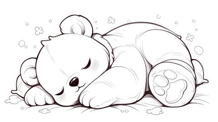 Discover this adorable Sleeping cartoon coloring page designed for kids featuring a charming 2d illustration on a white background