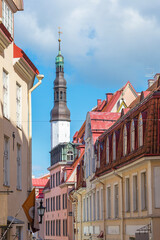 Fototapeta premium street of Tallinn old town in a sunny summer day, Estonia