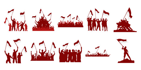 Indonesian Independence Day Silhouette Set