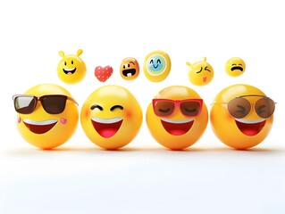 Vibrant Emoji-Themed Parade Celebrating World Emoji Day on Isolated White Background