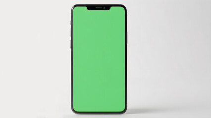 Smartphone with green screen for mockup or presentation, isolated background