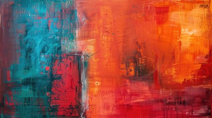 Fototapeta premium Bold Energetic Strokes A Vibrant Abstract Painting with Intense Color and Texture