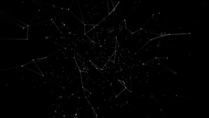White plexus lines on a black background. Subtle, minimalist Plexus animation in 4k. Geometric video with wireframe structure. Seamless looping animation - Powered by Adobe