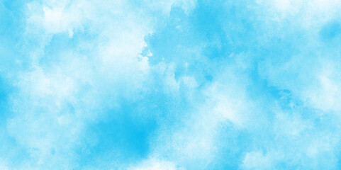 Abstract hand paint random staind blue sky, The summer is colorful clearing day Good weather with natural clouds, cloudy and stained Sky blue shades watercolor background.