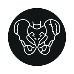 Pelvic fracture line black icon.