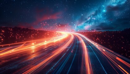 A colorful tunnel with neon lights by AI generated image