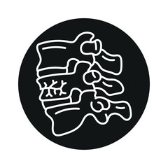 Vertebral compression fracture line black icon.