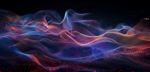 Obraz premium Ultra View Harmony: Colorful Particles in a Gradient Waves Background