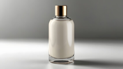 Bottle for cosmetic products silver cap white packaging neutral white background