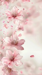 A close-up view of delicate pink flowers against a bright white backdrop