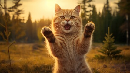 Obraz premium Happy cat pleased to welcome you.