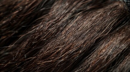 Close-Up Texture of Dark Brown Horsehair Brush for Cleaning and Grooming Applications