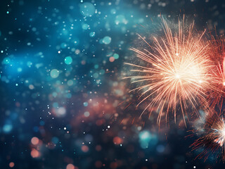 Obraz premium Festive fireworks illuminate the night, creating an abstract holiday ambiance