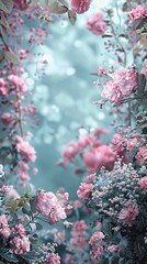 Various vibrant flowers scattered in lush green grasses