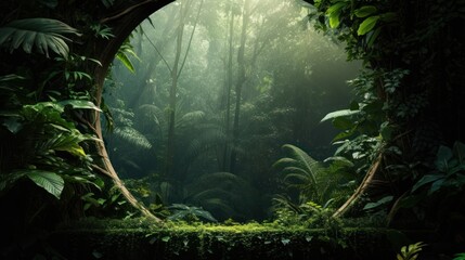 Tropical rainforest fantasy portal. Jungle background.