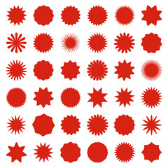Starburst sticker set. Price tag badge collection. Vector illustration.