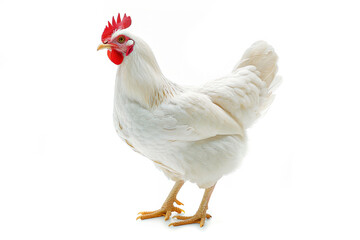 White Hen Isolated on White Background