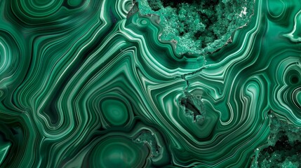 Polished Malachite Stone Close-Up for Natural Textures and Design Backgrounds
