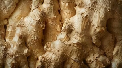 Rough Textured Ginger Root Surface, Close-Up for Natural Health and Wellness Themed Designs and Prints