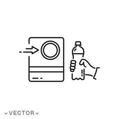 deposit bottle recycling icon, refund and reward machine, reuse plastic, thin line symbol isolated on white background, editable stroke eps 10 vector illustration