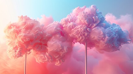 Fototapeta premium Create a cotton candy color palette illustration, featuring a range of soft pastel hues. Use clean, simple shapes and smooth transitions to showcase the beautiful and harmonious colors associated