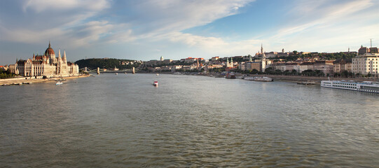 The stunning panoramic view of Budapest with the beautiful Danube River.