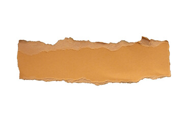 Ripped or torn orange paper piece on transparent background. copy space