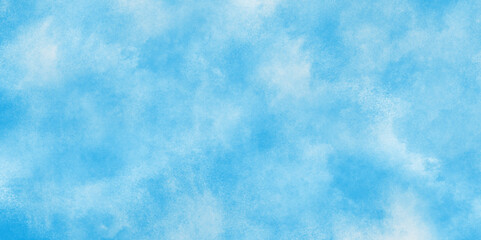 Panoramic grunge texture with color blue, sky of winter morning with clouds, Abstract Sky cloud landscape blue background with tiny clouds, shiny and clear painted light blue clouds watercolor.