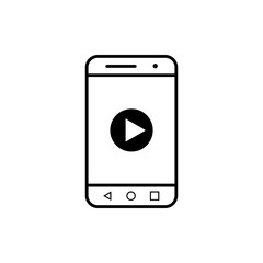 phone with video play button, vector icon